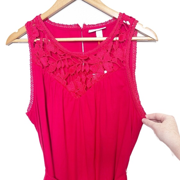 NWT Knox Rose Lace Neck Sleeveless Tie Waist Midi Dress Women's - Picture 5 of 16